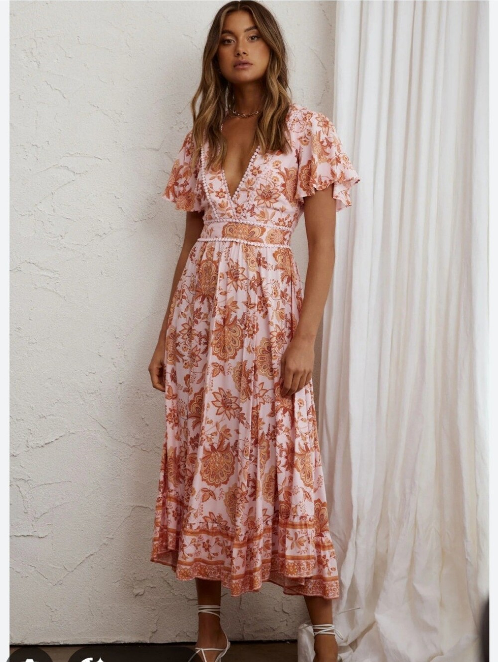 NWT Kailee Short Sleeve Midi Dress Indikah By Angel Biba Boutique Size M Medium